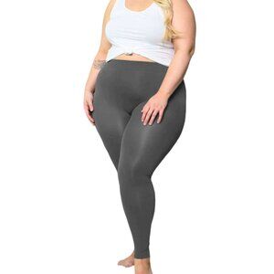 Women`s Plus Size Solid Basic Seamless Leggings, Charcoal, 1XL (One Size)
